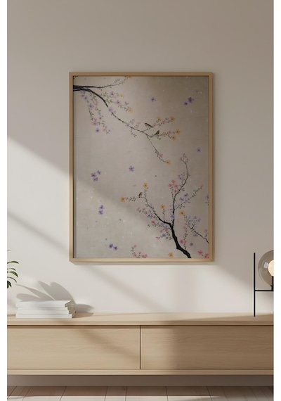 Huhuli Ahşap Çerçeveli Wabi Sabi Koleksiyon Tablo Huhu724