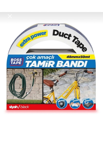 Boss Tape Duct Tape Tamir Bandı Bez Bant Siyah En:48mm Boy:50mt Çok Amaçlı 50 MM x 50 M