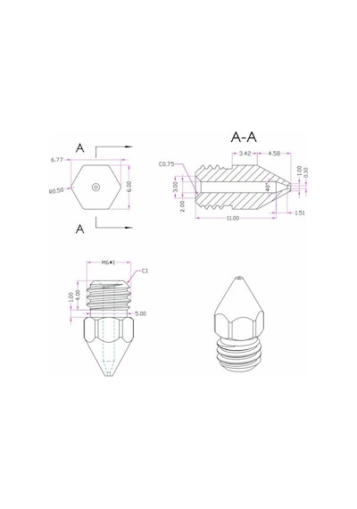 3d Yazıcı-printer Mk8 0.3mm Pirinç Nozzle