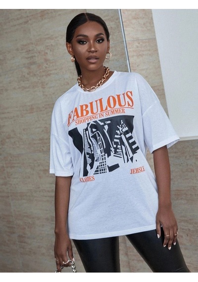 Startmore Kadın Beyaz Fabulous Baskılı Oversize Bisiklet Yaka Tshirt Beyaz Startmore Kadın Beyaz Fabulous Baskılı Oversize Bisiklet Yaka Tshirt Beyaz