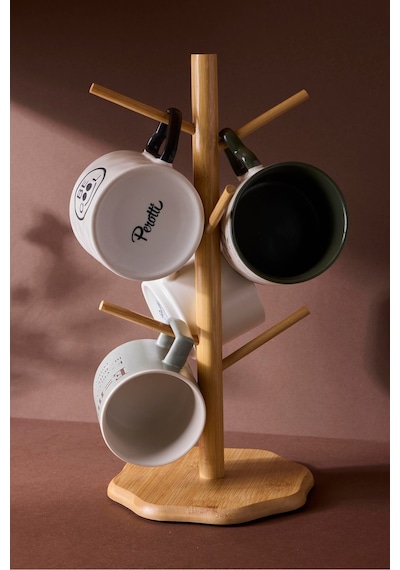 Bamboo Çiçek Desenli Bardak Askılığı Kahverengı Kahverengi