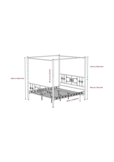 Argimo Stella Sultan Ferforje Siyah Metal Karyola 90x190 (Cibinliksiz)