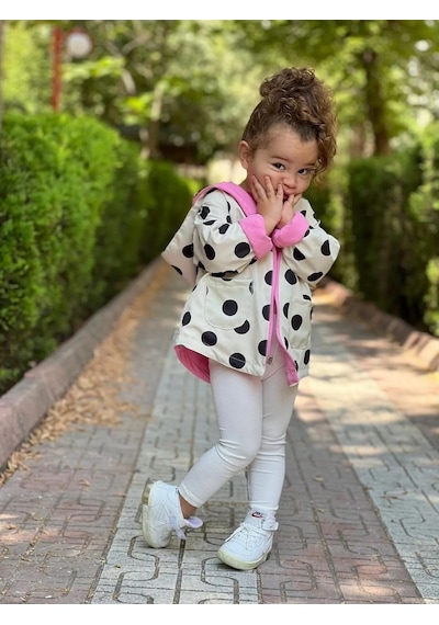 Modavals Kız Çocuk Puantiyeli Çift Taraflı Açık Krem&pembe Yağmurluk 489756231 Pembe