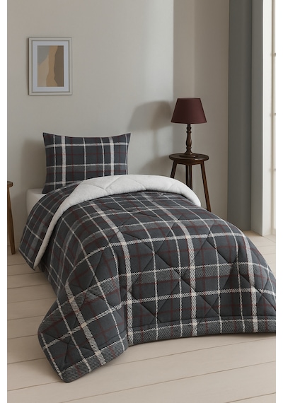 Merinos Comforter Tek Kişilik Yorgan Set Siyah - Beyaz
