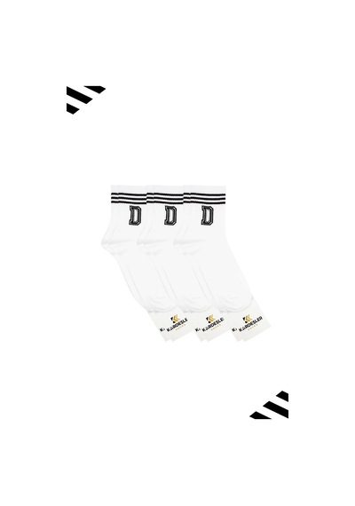 Kardeşler Çorap Unisex D Harfi Desenli Tenis Çorap Harfli Çorap 3'lü Paket Beyaz - 530648466 Beyaz