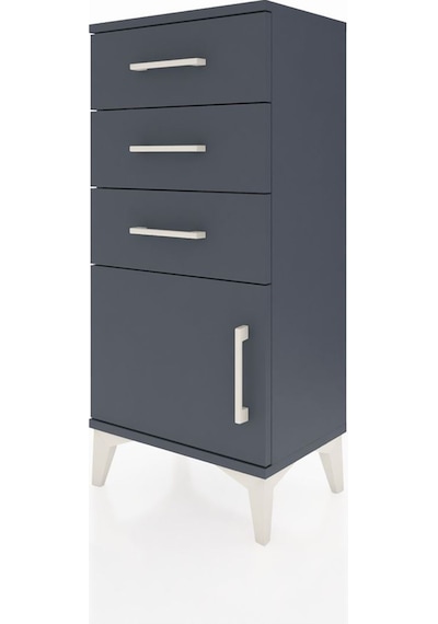 Arges Komodin 3 Çekmeceli Tek Kapaklı 44x30x96 Antrasit-antrasit Antrasit