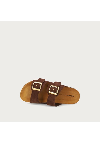 Cocoa Terlik Kadın 17b8 Frau Suede Double-strap Sliders Kahverengi