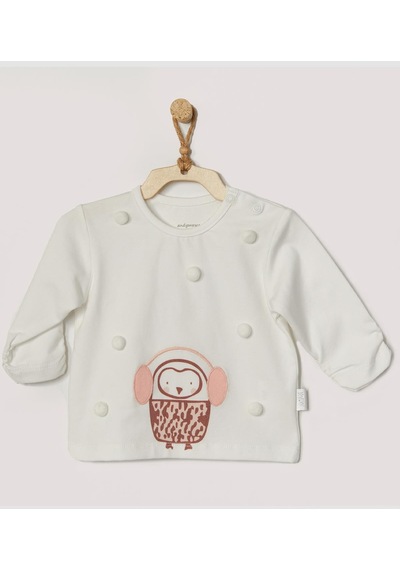 Andywawa Kız Bebek Penguen Kabartmalı Ekru Tshirt Ac22366 001 Andywawa Kız Bebek Penguen Kabartmalı Ekru Tshirt Ac22366 001