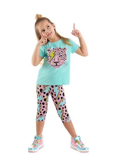 Denokids Mshb&g Şimsek Leo Kız Çocuk T-shirt Tayt Takım Çok Renkli
