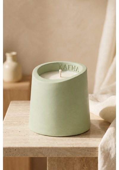 Kafna Matcha Kokulu Dekoratif Beton Mum - %100 Soya Wax Yeşil Mint Yeşili