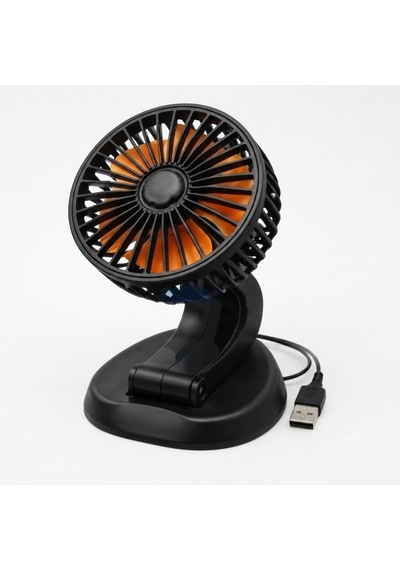 Oto Araç İçi Tek Fanlı Vantilatör Usb Çıkışlı 12v Soğutucu Havalandırma Turuncu Siyah
