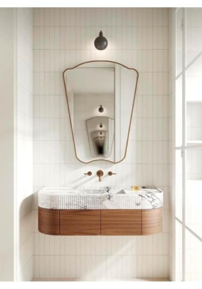 Asimetrik Duvar Aynası/gold Çerçeveli Düzensiz Dekor Ayna/banyo Aynası Gold 60 X 80 Çok Renkli