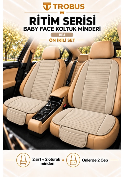 Trobus Ritim Opel Astra 2011-2015 Baby Face Ön İkili Koltuk Minderi Bej