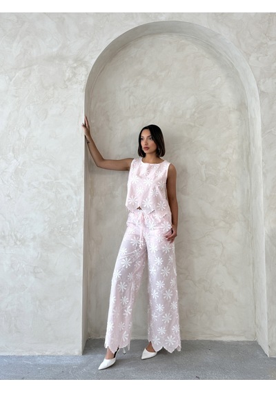 Verymoda Nakışlı Kolsuz Bluz D2872 Pembe