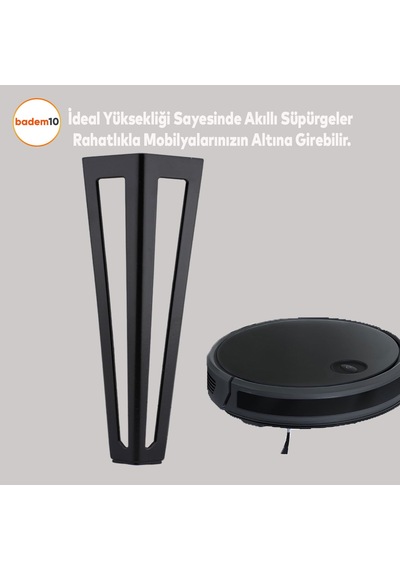 Badem10 Ovit Koltuk Baza Sehpa Masa Ayağı Metal Ayak 20 Cm Siyah 6395751