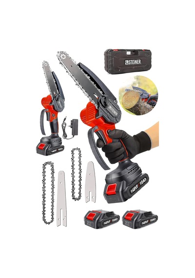 Alman 148 Vf 10 Ah%100 Kömürsüz Motor Akülü Dal Kesme Budama Testere Bıçkı Makinesi 15 Cm Kırmızı