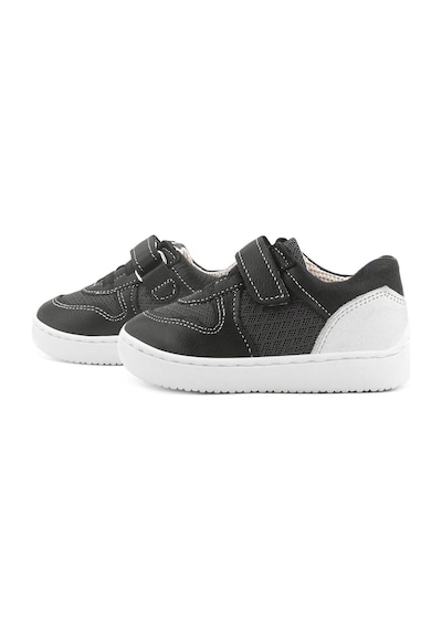 Rakerplus Bob Hakiki Deri Siyah Barefoot Cırtlı Lastikli Bebek Sneaker Ayakkabı Siyah