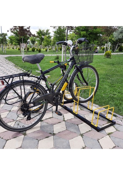 Bisiklet Park Yeri Bisiklet Bağlama Demiri 3'Lü Sarı - Siyah