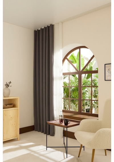 Kaşmir Home Holly Ada Fon Perde Koyu Gri 150x270 Cm Koyu Gri