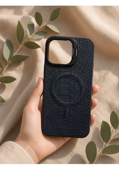 Apple Uyumlu iPhone 16 Pro Timsah Derisi Görünümlü Lens Koruma Hediyeli Magsafe Özellikli Standlı Kılıf Siyah Apple Uyumlu iPhone 16 Pro Timsah Derisi Görünümlü Lens Koruma Hediyeli Magsafe Özellikli Standlı Kılıf Siyah
