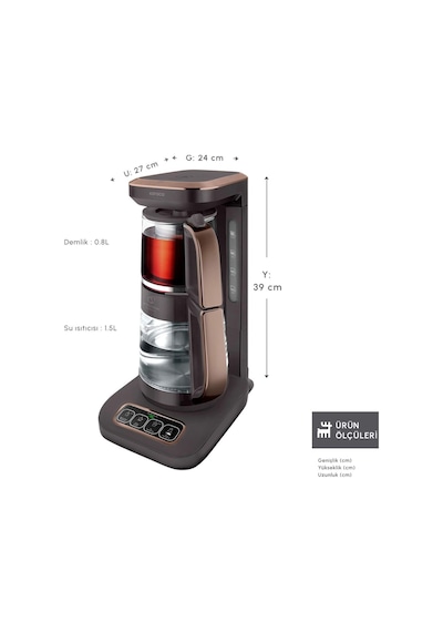 Karaca Çaysever Robotea Pro Connect 4 In 1 Konuşan Otomatik Cam Çay ve Filtre Kahve Demleme Makinesi