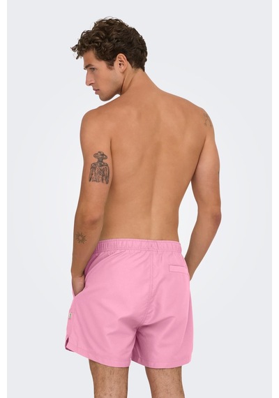 Only & Sons Onsbasıle Life Erkek Deniz Şortu Düz Renk Rahat Yazlık Regular Fit Pembe