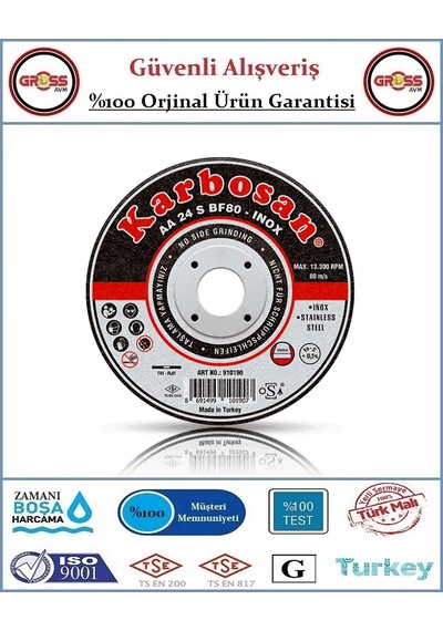Karbosan Inox Paslanmaz Çelik Kesme Disk Taşı - 115mm