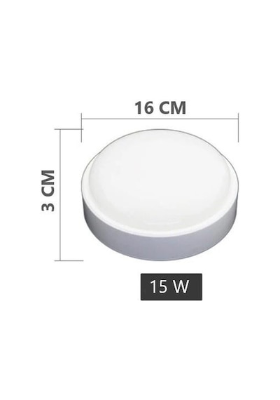 Horoz Artos 15w Yuvarlak Beyaz Led Nem Su Geçirmez Banyo Bahçe Modern Tavan Lambası Beyaz Işık 6500k Beyaz