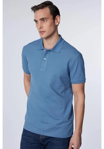 Tudors Erkek Slim Fit Dar Kesim Pamuklu Yumuşak Dokulu Serin Tutan Kumaş Düz Pike Petrol Polo Yaka Tişört-31622 PETROL