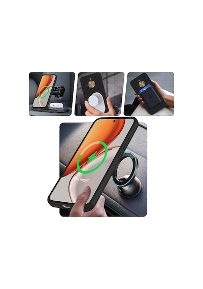 Honor Magic 8 Lite 5g Kılıf 360 Derece Döner Standlı Magsafe Kamera Lens Korumalı Silikon Vardar Pembe