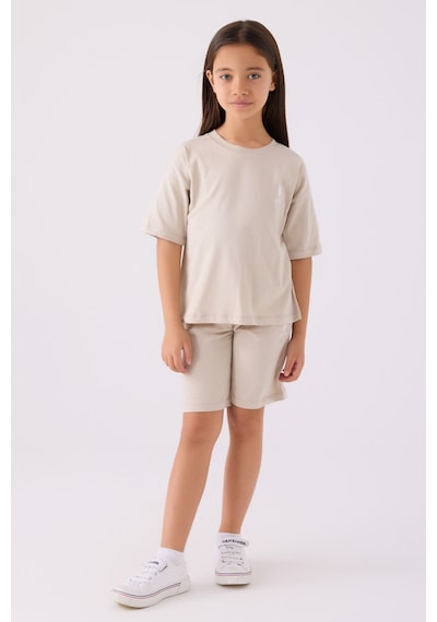 U.S. Polo Assn. U.s. Polo Assn Kız Çocuk Krem Bermuda Takım Us1848-c-v19 KREM