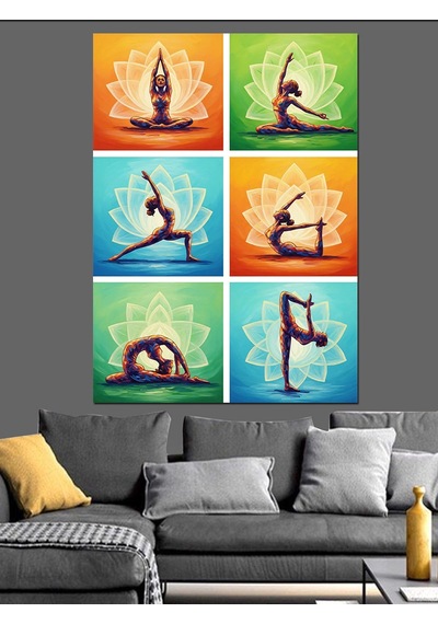 Yoga Pozları Sağlıklı Yaşam Dekoratif Kanvas - Mdf Ahşap Tablo
