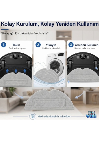 Roborock S8 / S8 Plus / S8 Pro Ultra S8 Pro Değil İçin 9 Parça Yedek Fırça Hepa Filtre Mop Seti