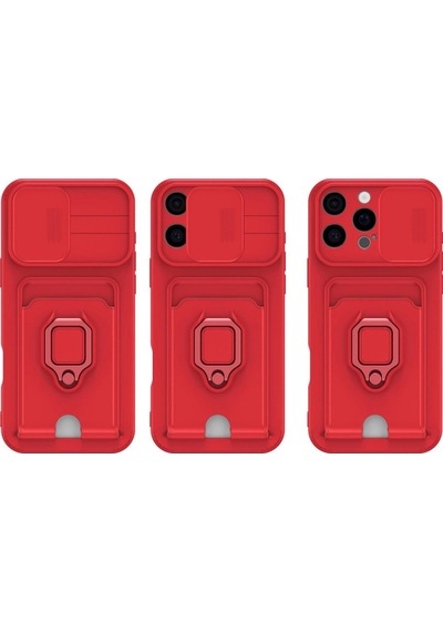 Apple Uyumlu iPhone 16 Kılıf Zuma Kartvizitli Yüzüklü Silikon Siyah/