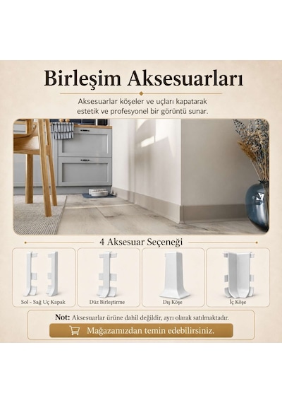 Linela Suya Dayanıklı Pvc Süpürgelik 8 Cm - Beyaz - Lnl401