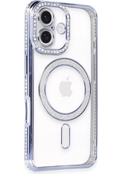 Newface Apple İphone 16 Kılıf Joke Simli Magneticsafe Kılıf - Mavi