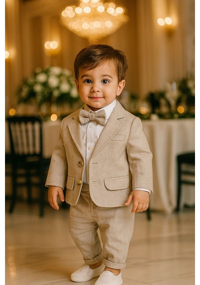 Erkek Bebek Ceketli 4 ' Lü Takım Taş Rengi