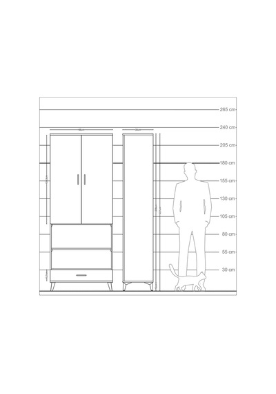 Arges Dolap 4 Raflı Tek Çekmeceli Tek Askılı 88x30x221 Aytaşı-çam Aytası
