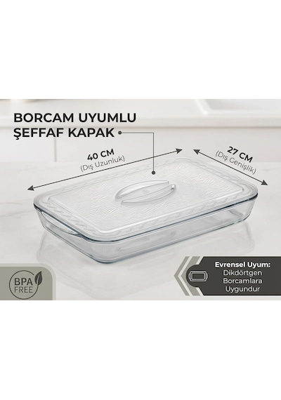 Lexroo Borcam Uyumlu Plastik Kapak 40x27 Cm Dikdörtgen Borcam Kapağı