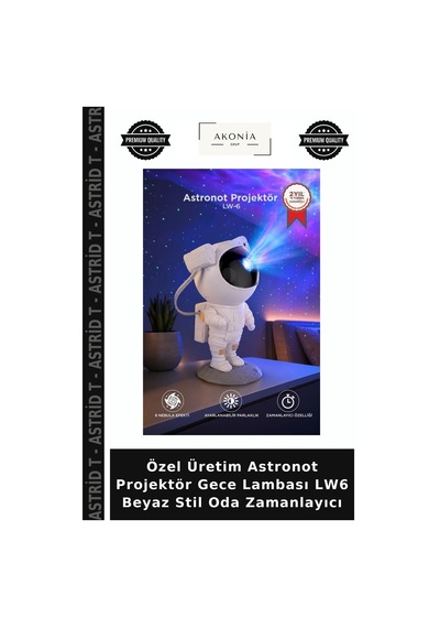 Özel Üretim Astronot Projektör Gece Lambası Lw6 Beyaz Stil Oda Zamanlayıcı Çok Renkli