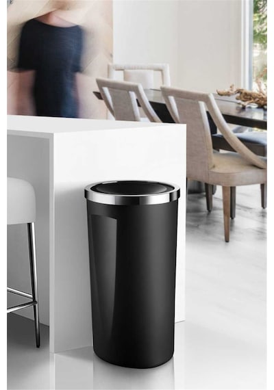 Lenox 35 Lt Döner Kapaklı Banyo Mutfak Ofis Çöp Kovası - Siyah -7393