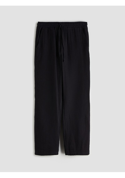 Lcw Comfort Siyah Beli Lastikli Dokulu Kadın Pantolon