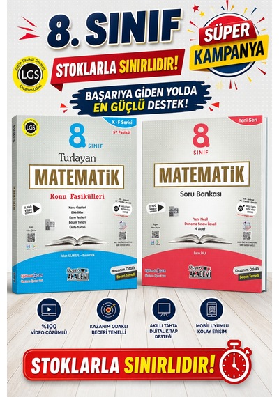 8.sınıf Lgs Süper Kampanya Matematik Turlayan Konu Anlatımlı + Soru Bankası