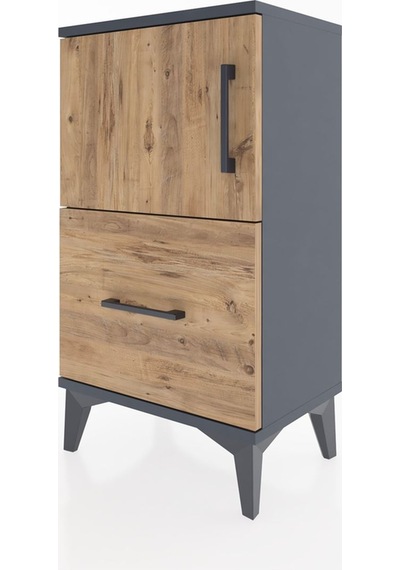 Arges Komodin Tek Raflı Tek Çekmeceli Tek Kapaklı 44x30x80 An... Antrasit