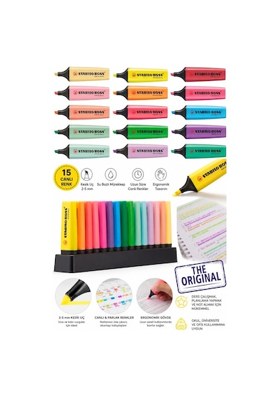 30 Renk Fosforlu Kalem Standlı 1 Paket Orjinal Stabilo Boss 30 Lu Pastel Ve Canlı Renkler İşaretleme Kalemi Pürüzsüz Çok Renkli 30 Renk Fosforlu Kalem Standlı 1 Paket Orjinal Stabilo Boss 30 Lu Pastel Ve Canlı Renkler İşaretleme Kalemi Pürüzsüz Çok Renkli