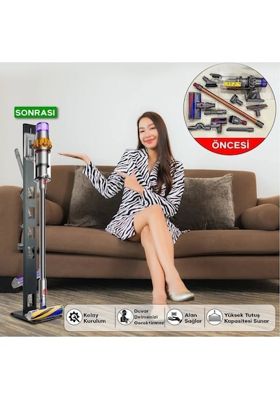 Uyumlu Dikey Süpürge Standı Siyah Renk V15 - V12 - V11 - V1 Siyah Uyumlu Dikey Süpürge Standı Siyah Renk V15 - V12 - V11 - V1 Siyah