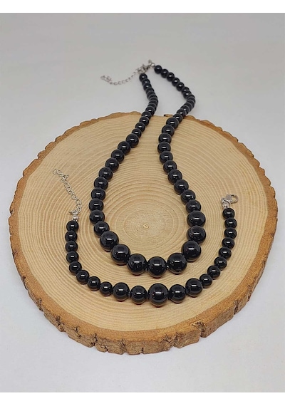 Galaksi Serisi Shungite Şungit Taşı Kolye & Bileklik Seti Çok REnkli