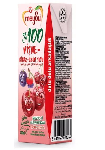 Meysu %100 Vişne Kiraz Üzüm Suyu 200 Ml X 27 Adet