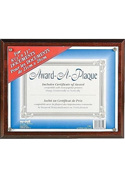 Nudell Walnut - 18811m Award-a-plaque Document Holder Acrylic/plastic 10-1/2 X 13 Walnut