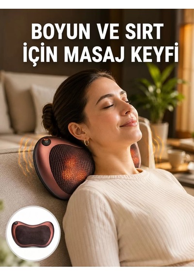 Isıtma Özellikli Derin Yoğurma Masaj Yastığı Priz & Çakmak Girişli Yeni Nesil Kahverengi